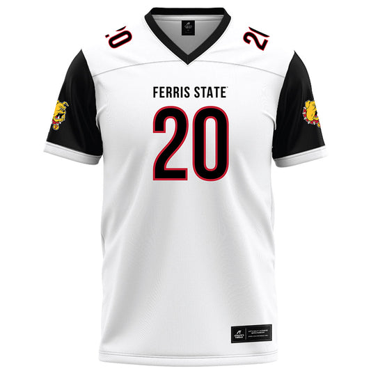 Ferris State - NCAA Football : Jaden Edington - White Football Jersey-0