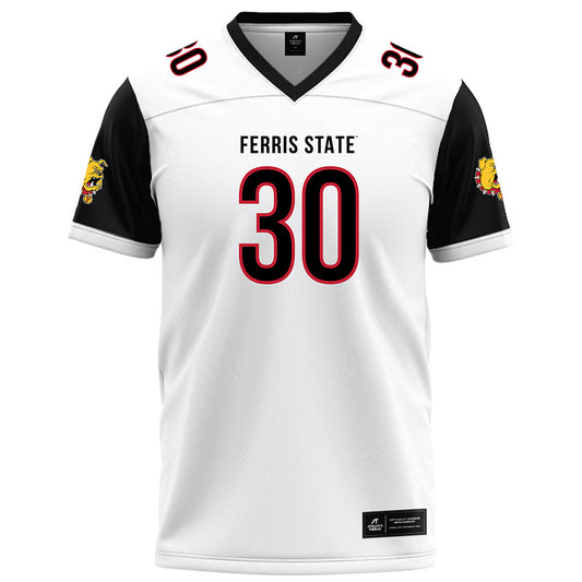 Ferris State - NCAA Football : Kannon Katzer - White Football Jersey-0