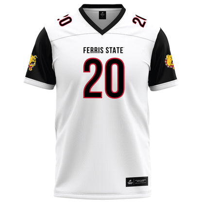 Ferris State - NCAA Football : James Coby - White Football Jersey-0