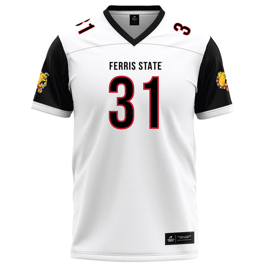 Ferris State - NCAA Football : Ryan Ahern - White Football Jersey-0