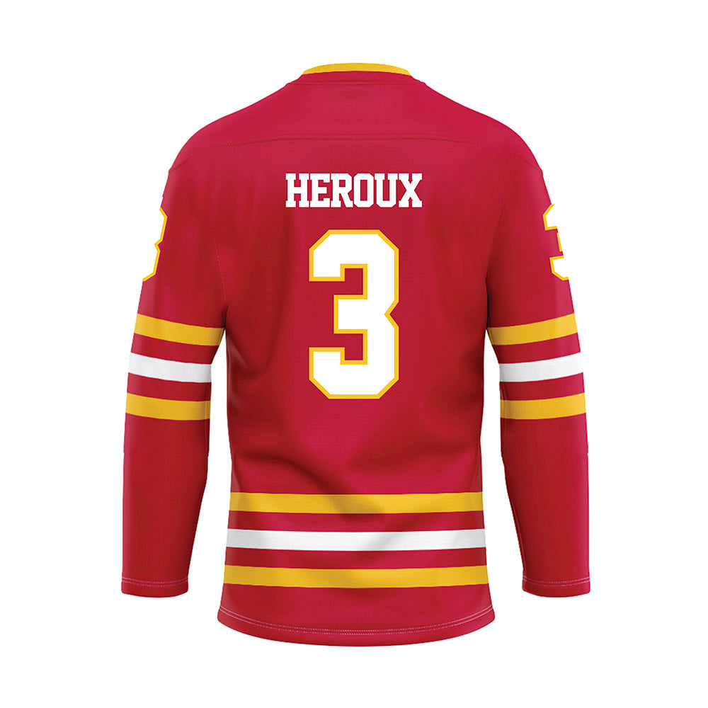 Ferris State - NCAA Men's Ice Hockey : Logan Heroux - Red Hockey Jersey