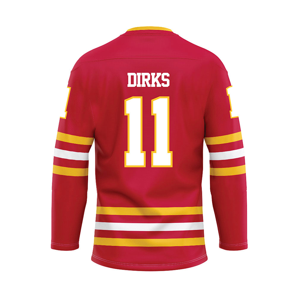 Ferris State - NCAA Men's Ice Hockey : Jacob Dirks - Red Hockey Jersey