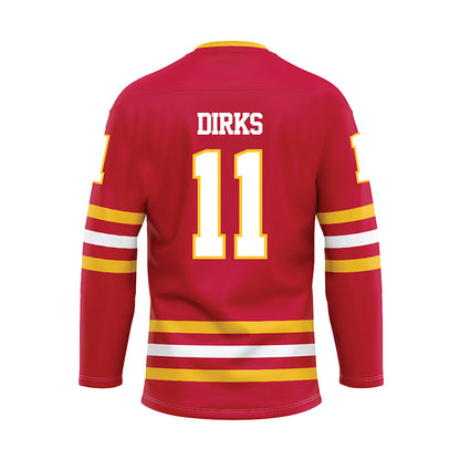 Ferris State - NCAA Men's Ice Hockey : Jacob Dirks - Red Hockey Jersey