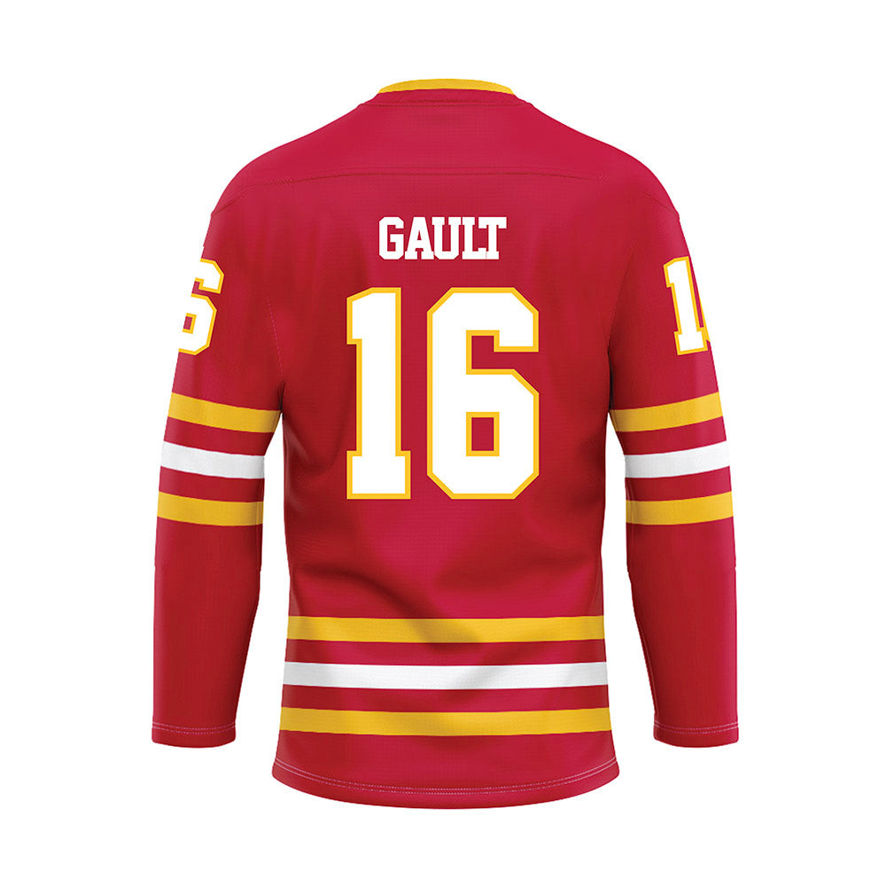 Ferris State - NCAA Men's Ice Hockey : Caiden Gault - Red Hockey Jersey-1