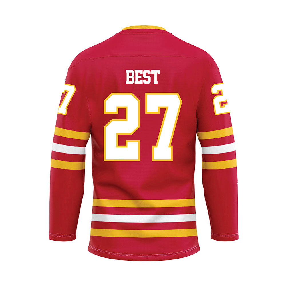 Ferris State - NCAA Men's Ice Hockey : Gavin Best - Red Hockey Jersey-1