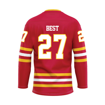Ferris State - NCAA Men's Ice Hockey : Gavin Best - Red Hockey Jersey-1