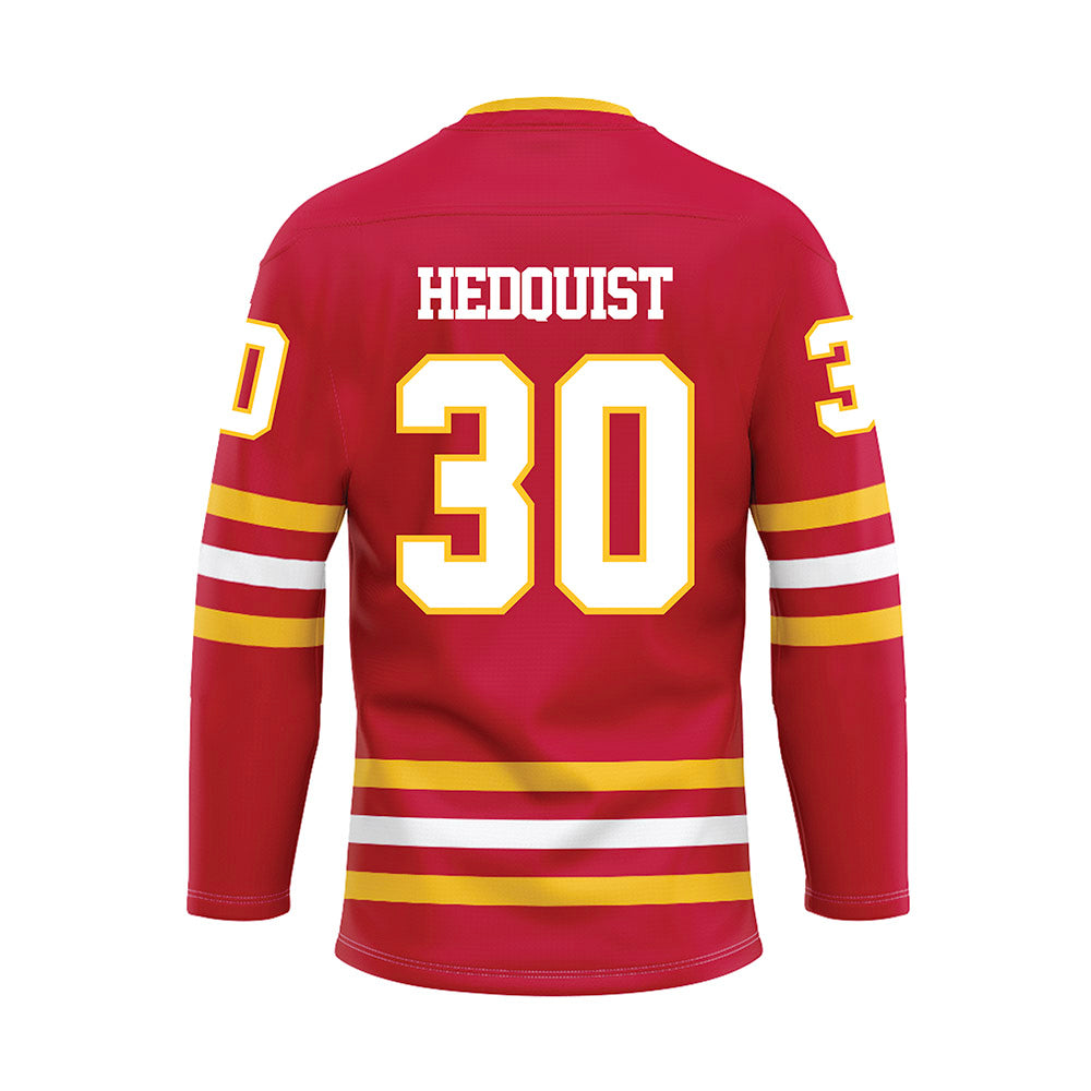 Ferris State - NCAA Men's Ice Hockey : Hobie Hedquist - Red Hockey Jersey-1