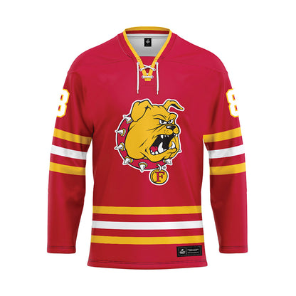 Ferris State - NCAA Men's Ice Hockey : Tyler Schleppe - Red Hockey Jersey