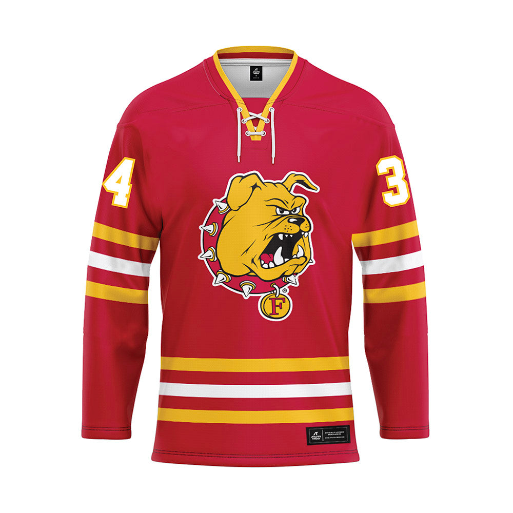 Ferris State - NCAA Men's Ice Hockey : Nick Grimaldi - Red Hockey Jersey-0