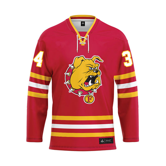 Ferris State - NCAA Men's Ice Hockey : Nick Grimaldi - Red Hockey Jersey-0