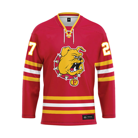 Ferris State - NCAA Men's Ice Hockey : Gavin Best - Red Hockey Jersey-0