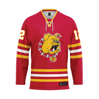 Ferris State - NCAA Men's Ice Hockey : Holden Doell - Red Hockey Jersey-0