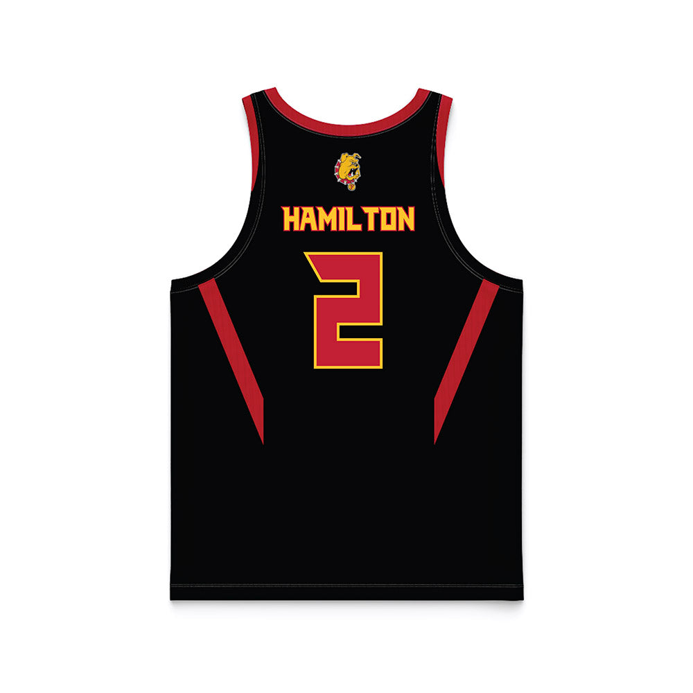 Ferris State - NCAA Men's Basketball : Tyler Hamilton - Black Basketball Jersey-1