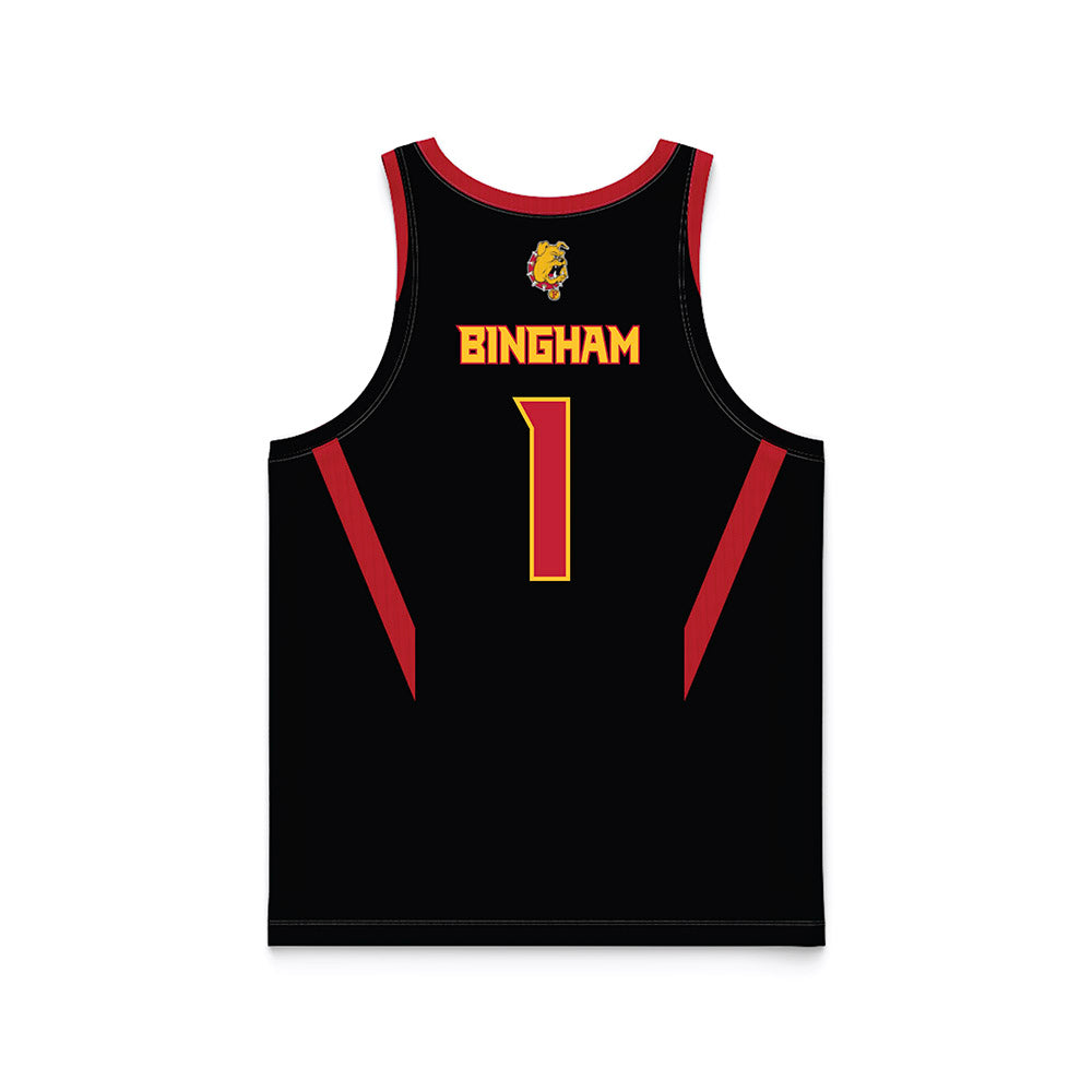 Ferris State - NCAA Men's Basketball : Mykel Bingham - Black Basketball Jersey-1