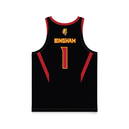 Ferris State - NCAA Men's Basketball : Mykel Bingham - Black Basketball Jersey-1