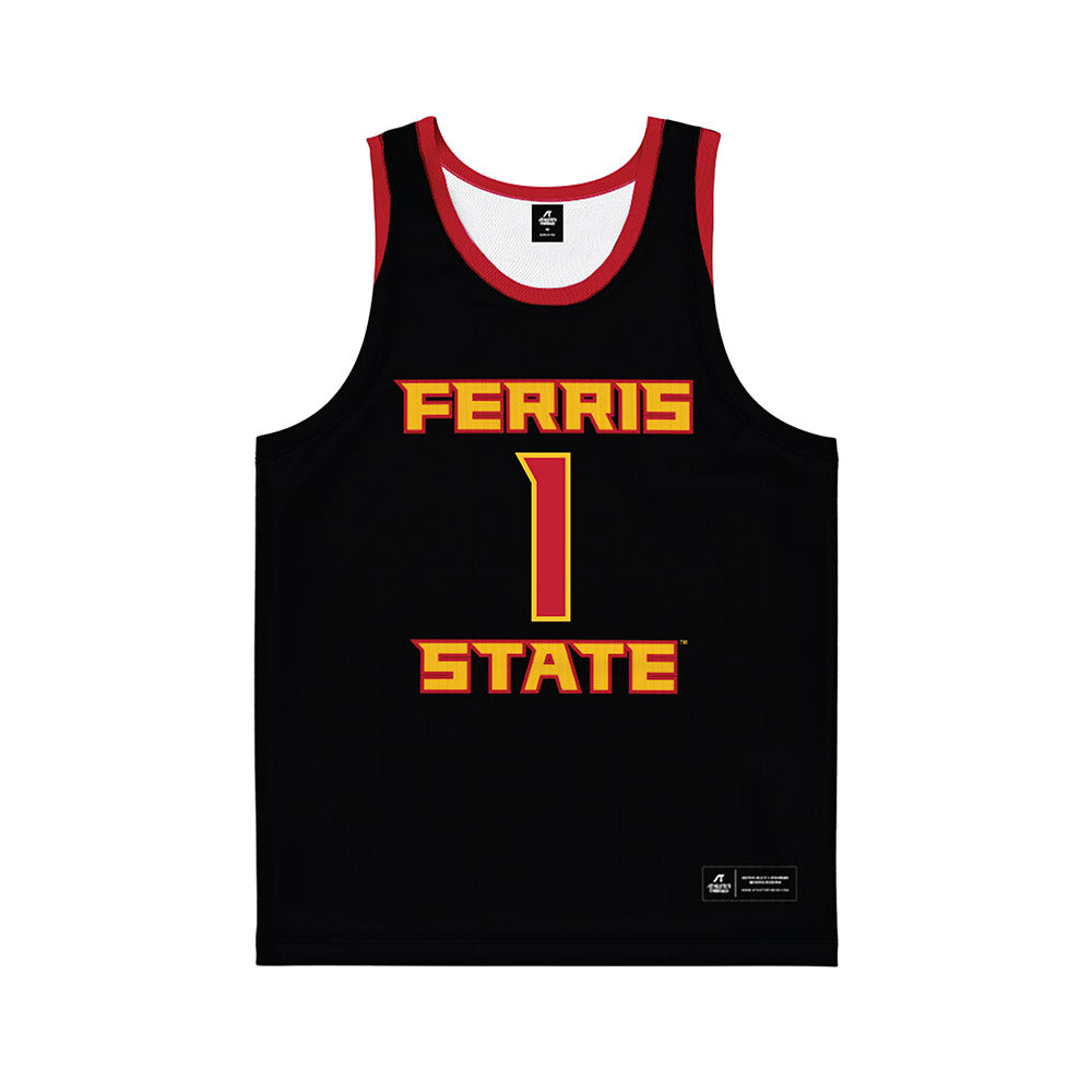 Ferris State - NCAA Men's Basketball : Mykel Bingham - Black Basketball Jersey-0