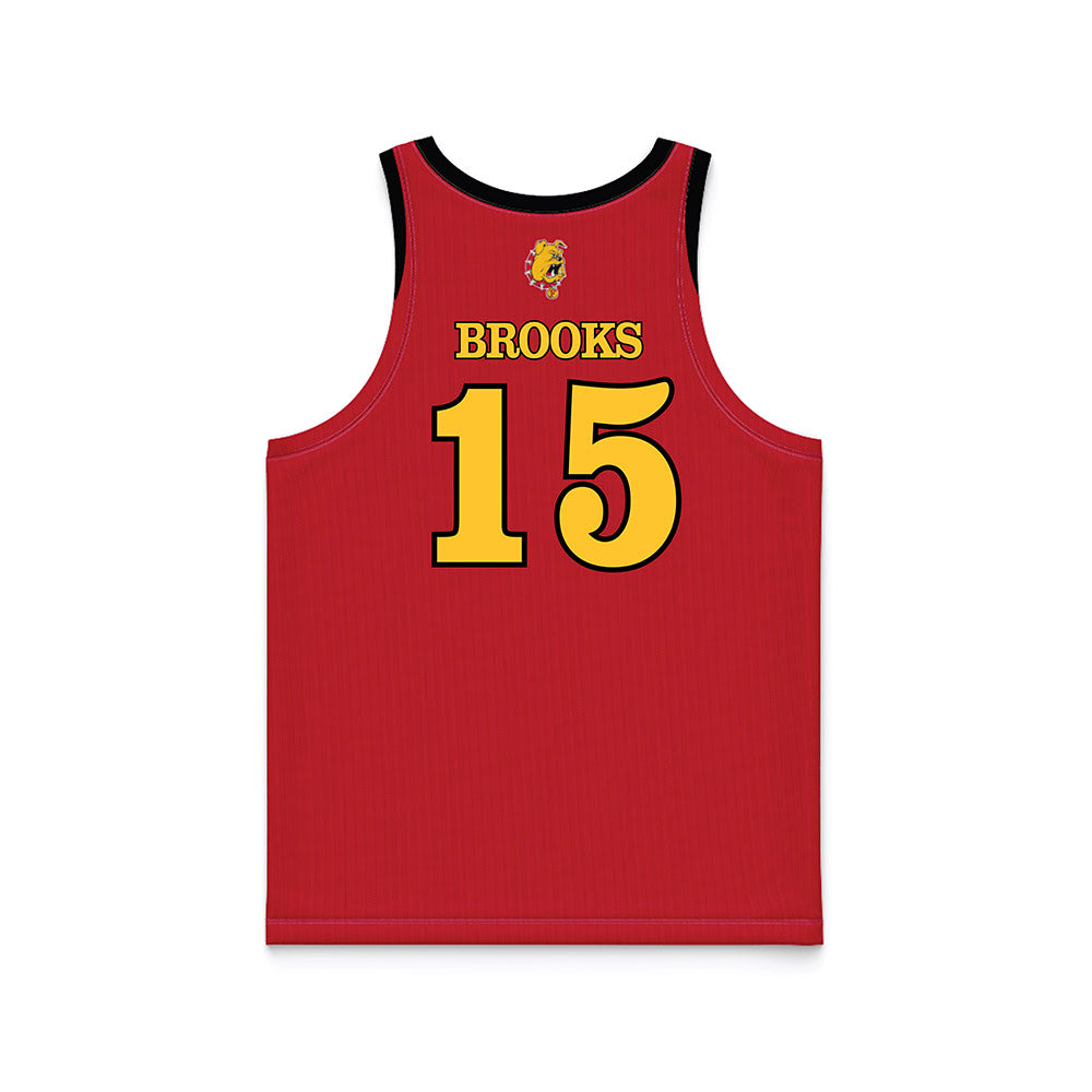 Ferris State - NCAA Men's Basketball : Jorden Brooks - Red Basketball Jersey-1