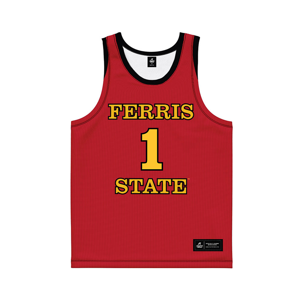 Ferris State - NCAA Men's Basketball : Mykel Bingham - Red Basketball Jersey-0