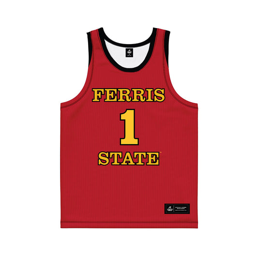 Ferris State - NCAA Men's Basketball : Mykel Bingham - Red Basketball Jersey-0