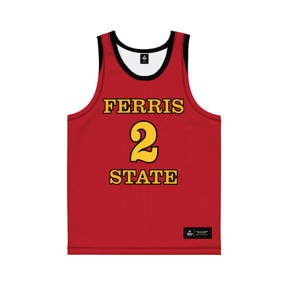 Ferris State - NCAA Men's Basketball : Tyler Hamilton - Red Basketball Jersey-0