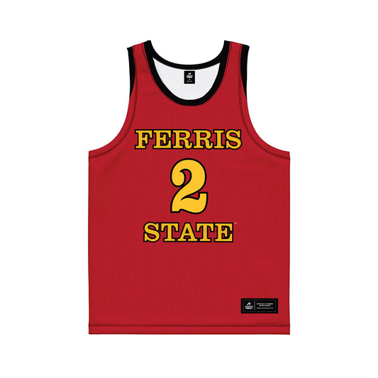 Ferris State - NCAA Men's Basketball : Tyler Hamilton - Red Basketball Jersey-0