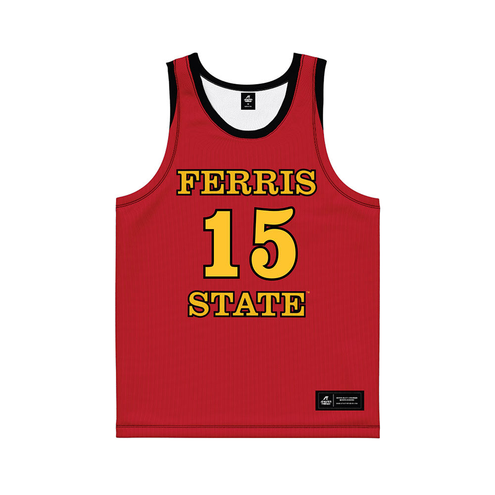 Ferris State - NCAA Men's Basketball : Jorden Brooks - Red Basketball Jersey-0