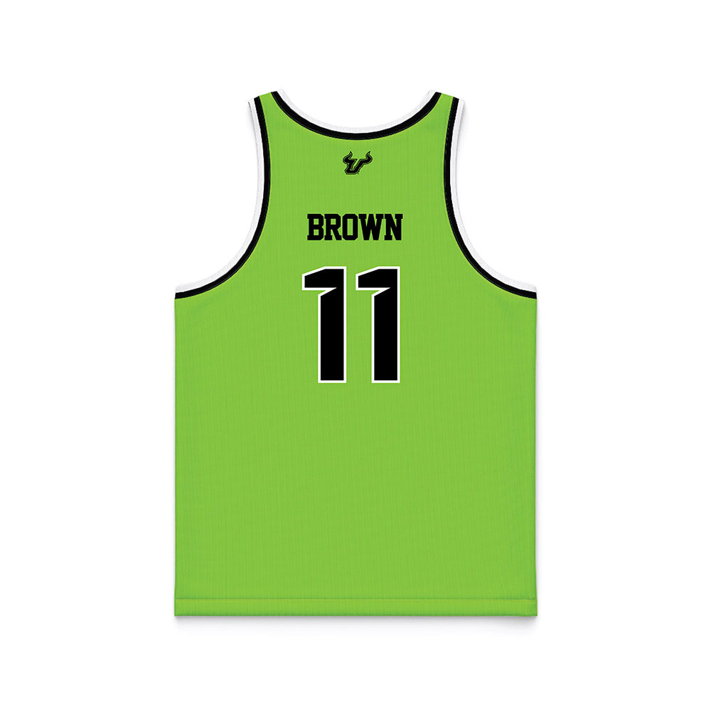 USF - NCAA Men's Basketball : CJ Brown - Slime Basketball Jersey