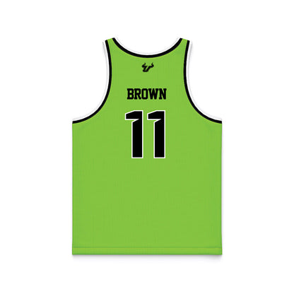 USF - NCAA Men's Basketball : CJ Brown - Slime Basketball Jersey