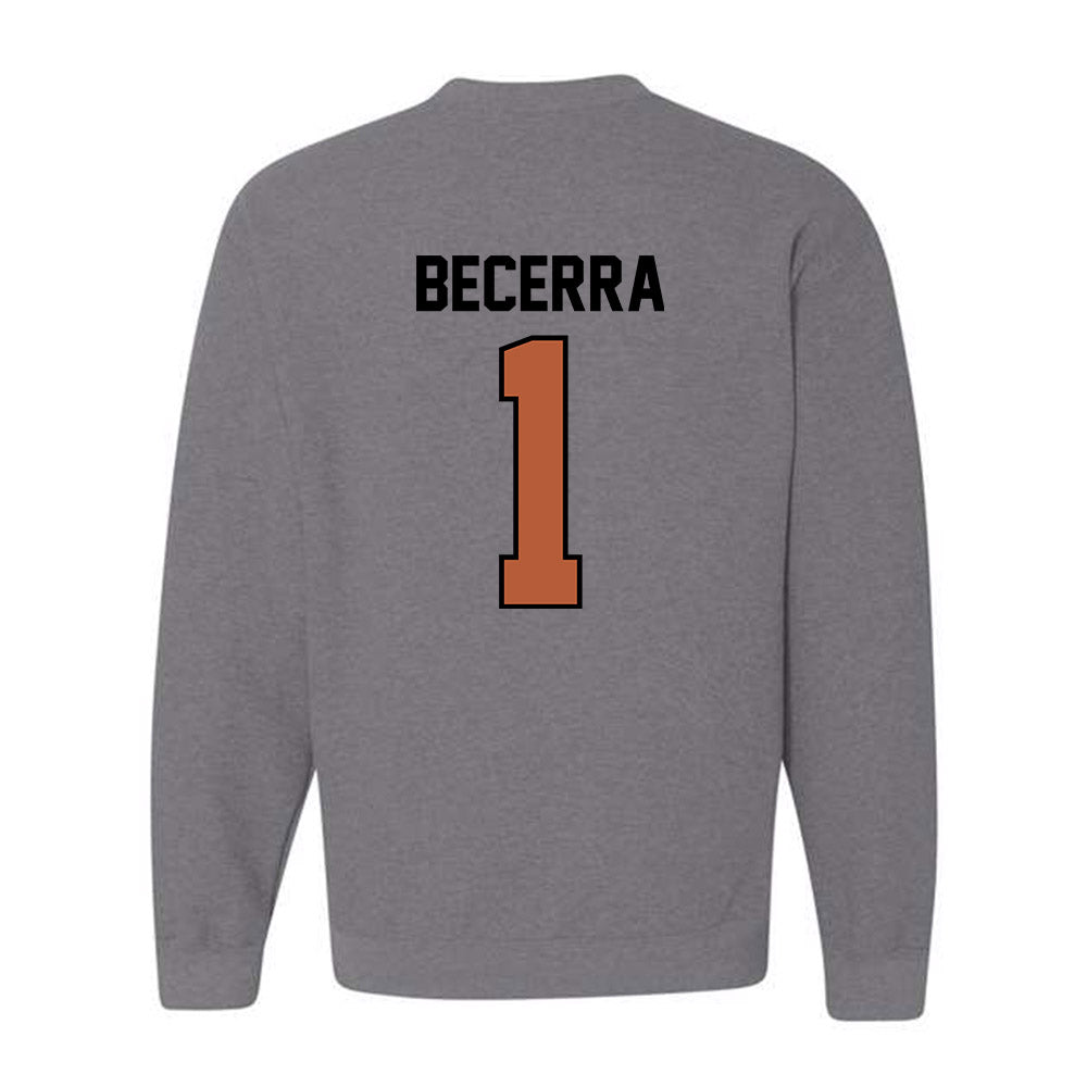 Texas - NCAA Baseball : Temo Becerra - Classic Shersey Crewneck Sweatshirt-1