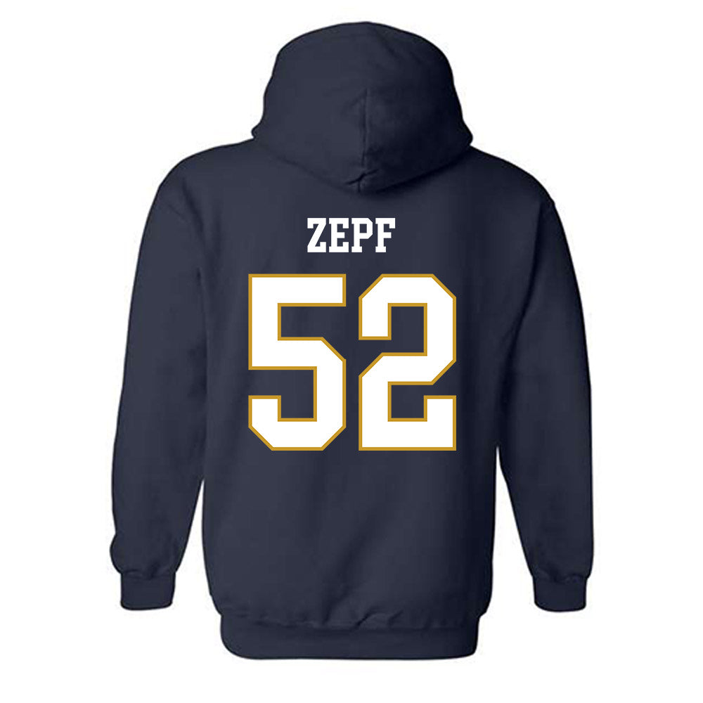 Notre Dame - NCAA Men's Lacrosse : Alex Zepf - Classic Fashion Shersey Hooded Sweatshirt-1