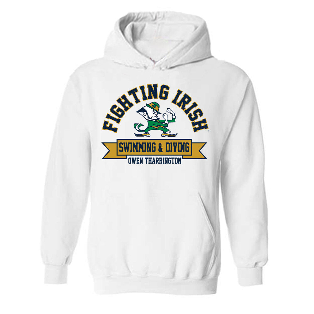 Notre Dame - NCAA Men's Swimming & Diving : Owen Tharrington - Classic Fashion Shersey Hooded Sweatshirt-0