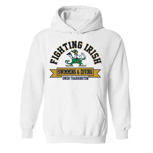 Notre Dame - NCAA Men's Swimming & Diving : Owen Tharrington - Classic Fashion Shersey Hooded Sweatshirt-0