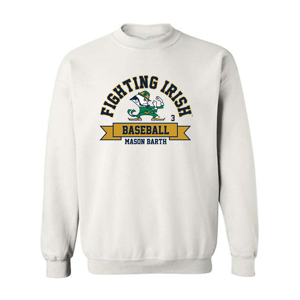 Notre Dame - NCAA Baseball : Mason Barth - Classic Fashion Shersey Crewneck Sweatshirt-0