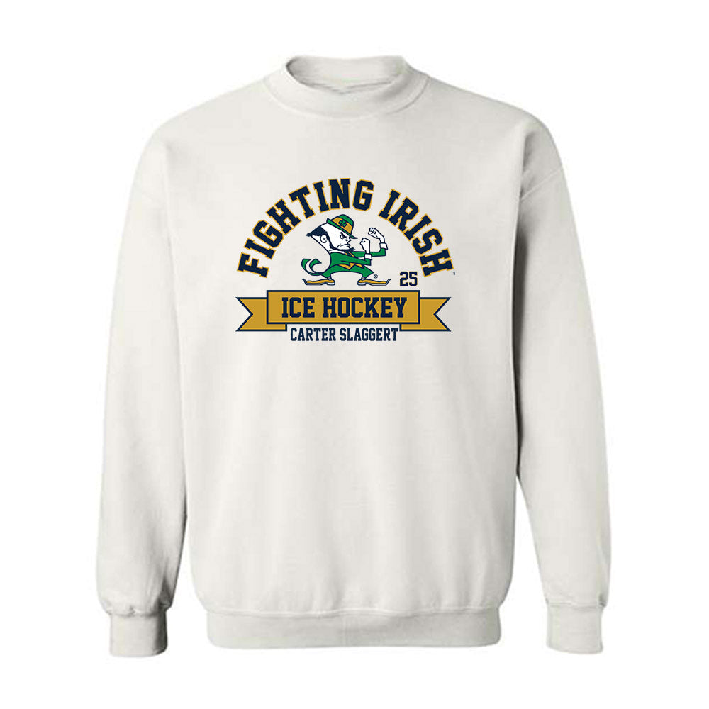 Notre Dame - NCAA Men's Ice Hockey : Carter Slaggert - Classic Fashion Shersey Crewneck Sweatshirt-0