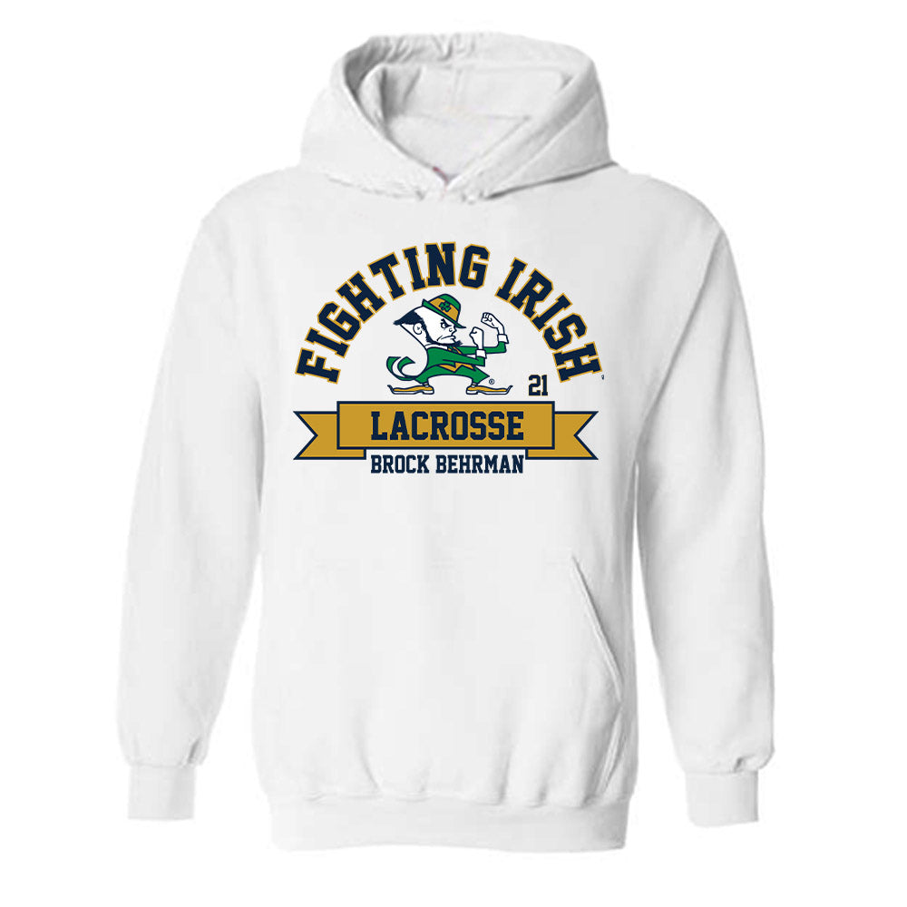 Notre Dame - NCAA Men's Lacrosse : Brock Behrman - Classic Fashion Shersey Hooded Sweatshirt