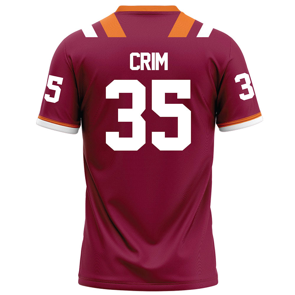 Virginia Tech - NCAA Football : Jordan Crim - Maroon Football Jersey-1