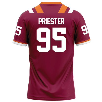 Virginia Tech - NCAA Football : Jahzari Priester - Maroon Football Jersey-1