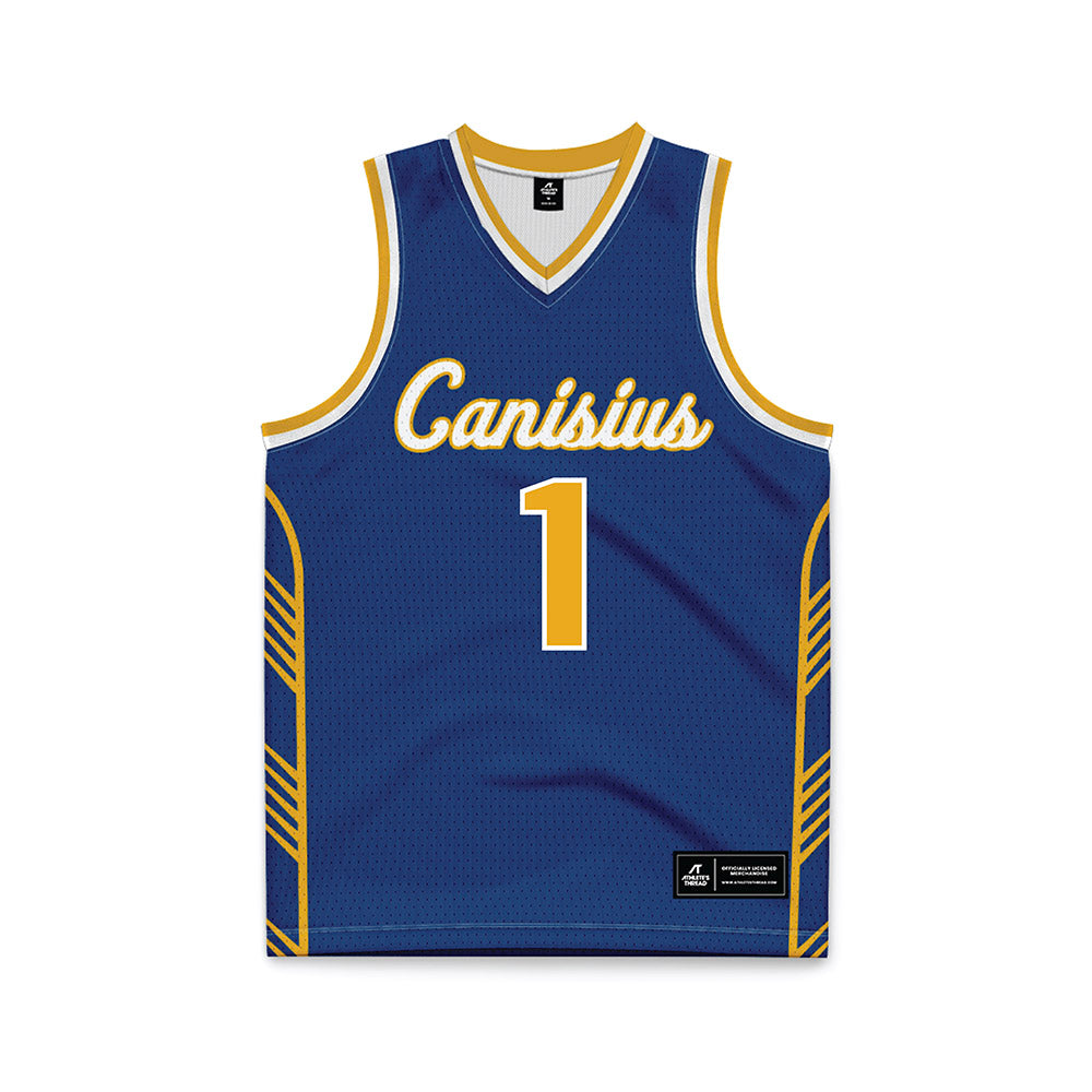 Canisius - NCAA Men's Basketball : Javante Edwards - Navy Basketball Jersey-0
