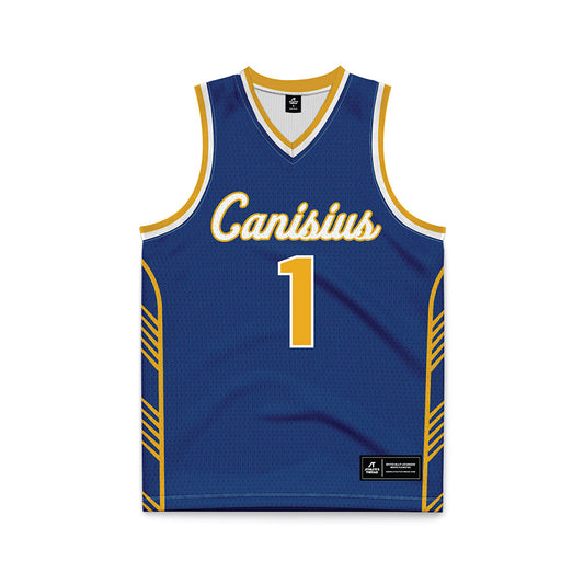 Canisius - NCAA Men's Basketball : Javante Edwards - Navy Basketball Jersey-0