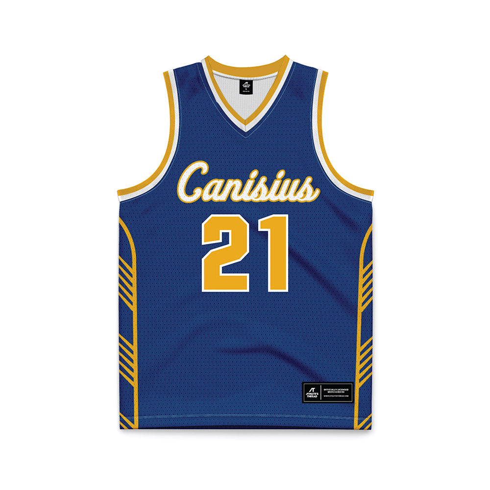 Canisius - NCAA Men's Basketball : Max Jusianiec - Navy Basketball Jersey-0