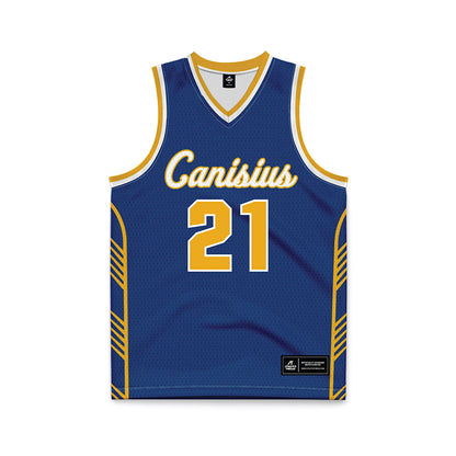Canisius - NCAA Men's Basketball : Max Jusianiec - Navy Basketball Jersey-0