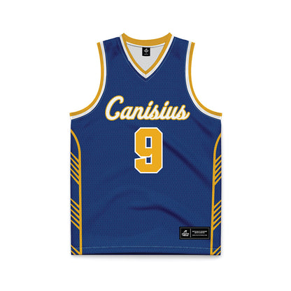 Canisius - NCAA Men's Basketball : Evan van der Plas - Navy Basketball Jersey-0