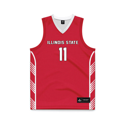 Illinois State - NCAA Men's Basketball : Johnny Kinziger - Red Basketball Jersey