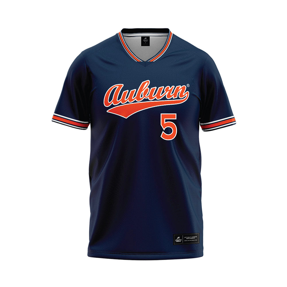 Auburn - NCAA Softball : georgia lessmann - Navy Baseball Jersey-0