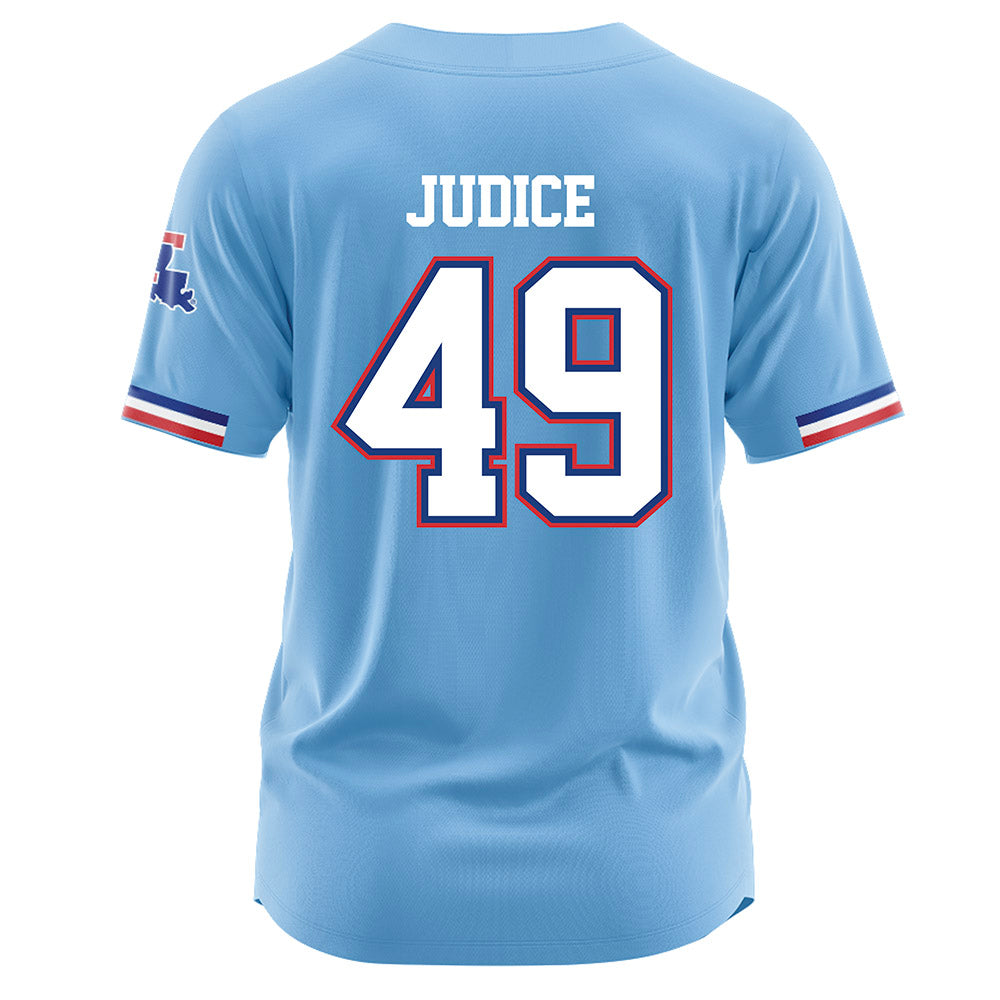 LA Tech - NCAA Baseball : Ethan Judice - Light Blue Jersey-1