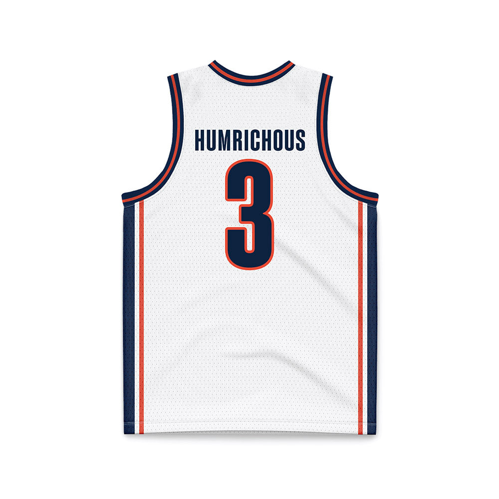 Illinois - NCAA Men's Basketball : Benjamin Humrichous - White Basketball Jersey-1