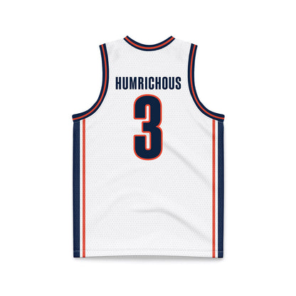 Illinois - NCAA Men's Basketball : Benjamin Humrichous - White Basketball Jersey-1