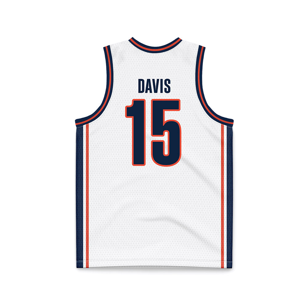 Illinois - NCAA Men's Basketball : Jake Davis - White Basketball Jersey-1