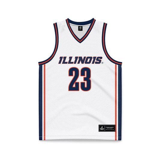 Illinois - NCAA Men's Basketball : Keaton Wagler - White Basketball Jersey-0