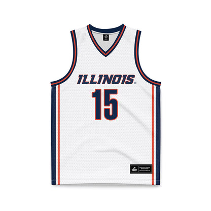 Illinois - NCAA Men's Basketball : Jake Davis - White Basketball Jersey-0